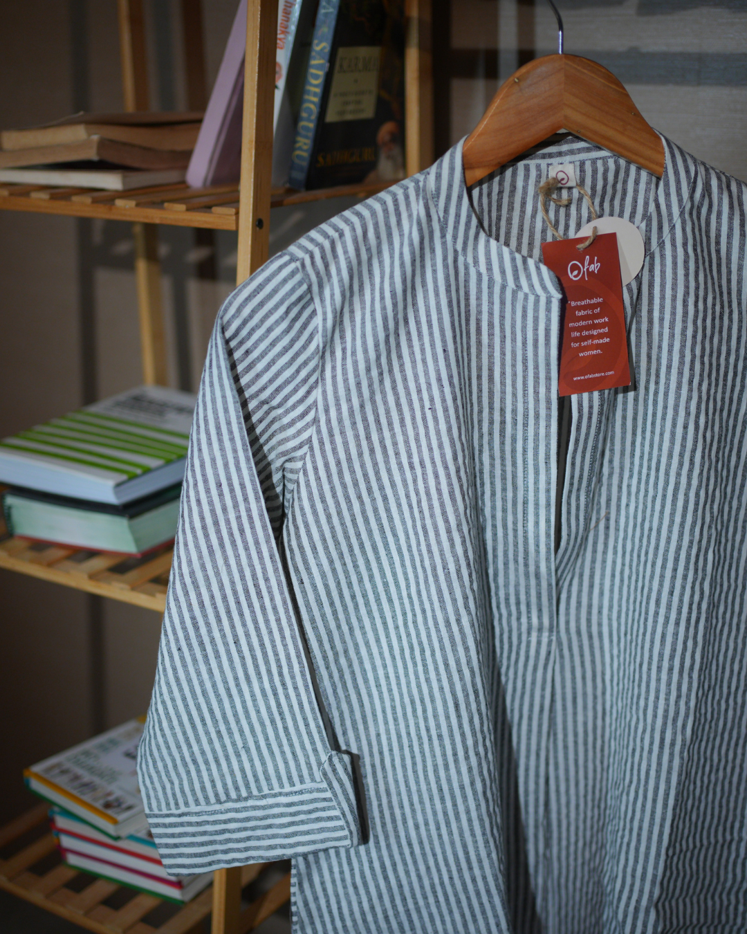 STRIPPED SHORT KURTHA WITH POCKET