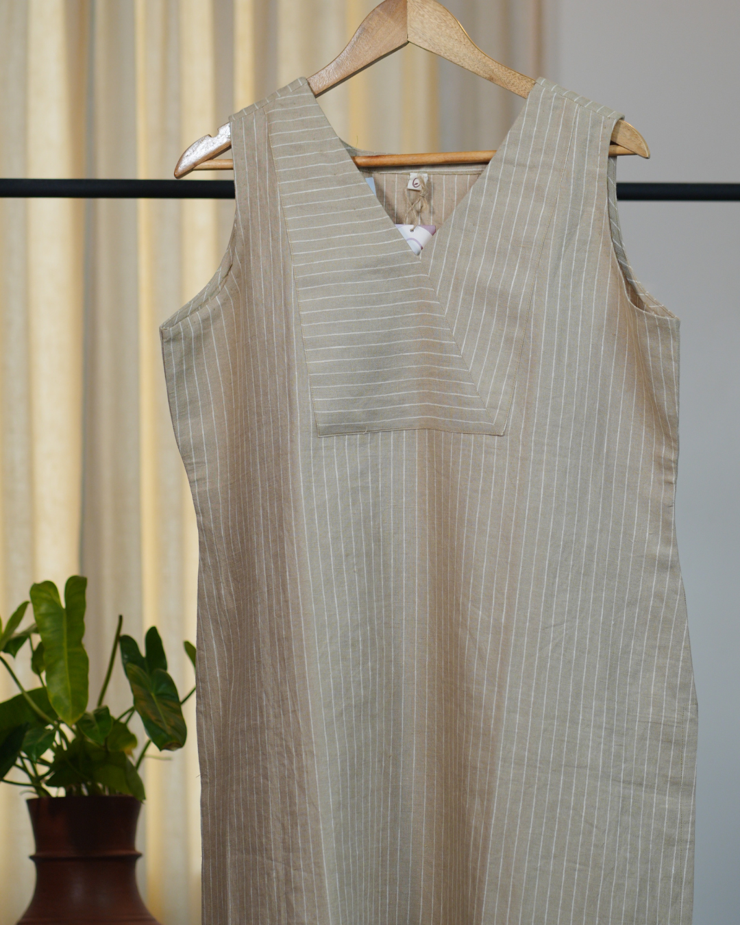 SLITTED STRIPED KURTHA